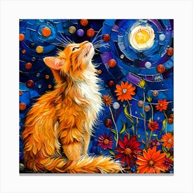 Kitty - Cat In Moonlight Canvas Print