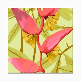 Heliconia Flowers Square Canvas Print