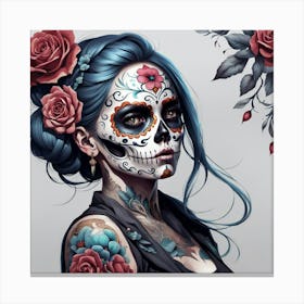 Tattooed sugar skull 1 Canvas Print