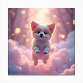 Cute Dog In The Clouds Canvas Print