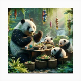 Panda Family Canvas Print