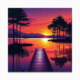 Sunset By The Dock Canvas Print