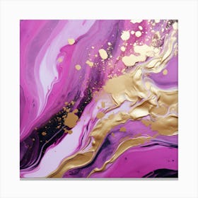 Purple And Gold Abstract Painting Paint Pour 2 Canvas Print