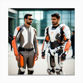 Two Men In Robot Suits Canvas Print