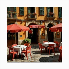 Default Red Umbrellas In Italy Art 3 Canvas Print