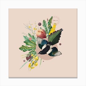 Flora & Fauna with Magpie 1 Canvas Print