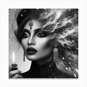 Black And White Portrait Of A Woman 2 Canvas Print