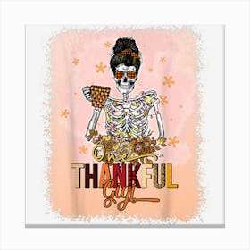 One Thankful Gigi Coffee Lover Bleached Thanksgiving Gigi Canvas Print