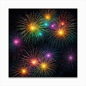 Colorful Fireworks In The Sky Canvas Print