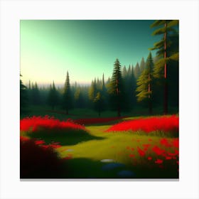 Red Poppies In The Forest Canvas Print