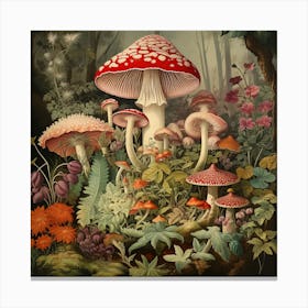 Mushrooms In The Path Canvas Print