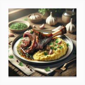 Roasted Lamb With Mashed Potatoes Canvas Print