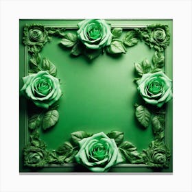 Green Roses Frame 16 Canvas Print