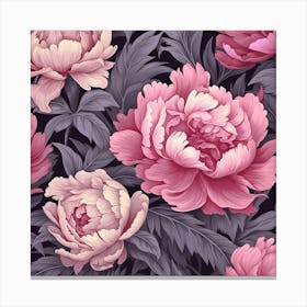 Pink Peony Seamless Pattern Canvas Print