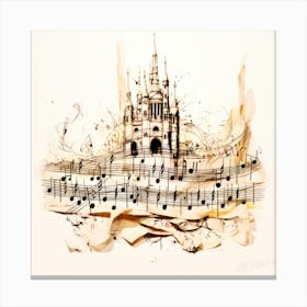 Musical Castle- Music Score And Notes Canvas Print
