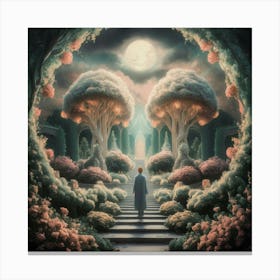 Man Walking Through A Forest 1 Canvas Print