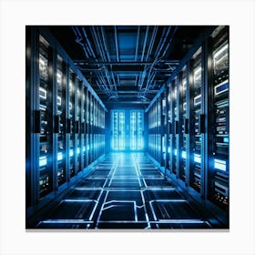 Advanced Data Center Interior Cabling Meticulously Organized In Vibrant Colors Rows Of Servers Wit Canvas Print