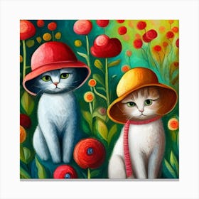 Adorable Kittens In Hats Canvas Print