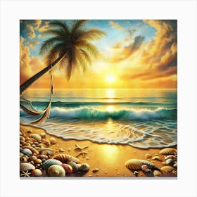 Sunset At The Beach 1 Canvas Print