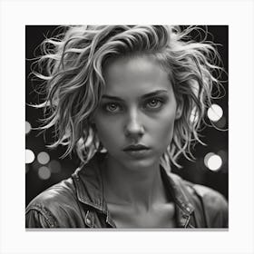 Black And White Portrait Of A Woman Canvas Print