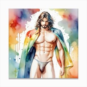Watercolor Rainbow Man Canvas Print