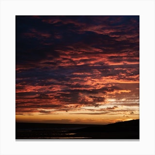 The Pink Orange Yellow Sunset In The Clouds Square Canvas Print