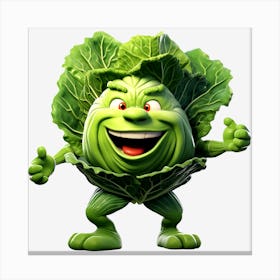 Cartoon Cabbage Head Canvas Print