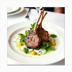 Lamb Chops On A Plate Canvas Print