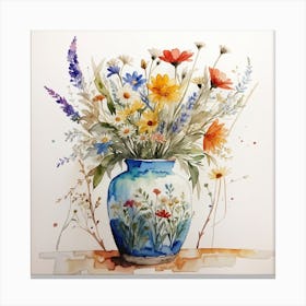 Watercolour wildflowers in vi brave vase Canvas Print