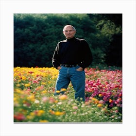 Steve Jobs In Flowers Canvas Print