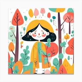 Girl in the forest, whimsical design 12 Canvas Print