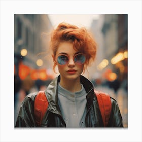 Redhead Girl In Sunglasses  Canvas Print