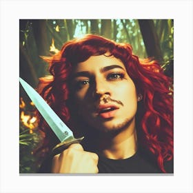 Guy With Red Hair Holding A Knife Canvas Print