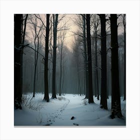 Default Concept Description Serene Snowcovered Forest At Dusks Canvas Print