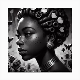 Black Girl With Hearts Canvas Print