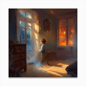 Boy In The Window Canvas Print