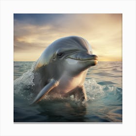 Dolphin In The Ocean Canvas Print