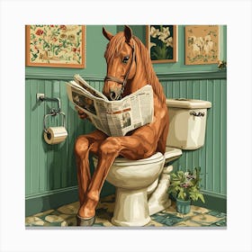 Horse Reading Newspaper 7 Canvas Print