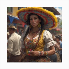 Woman In A Mexican Hat Canvas Print