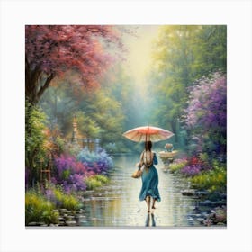 Girl In The Rain Canvas Print