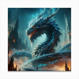 Blue Dragon In The Sky Canvas Print