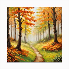 Forest In Autumn In Minimalist Style Square Composition 42 Canvas Print