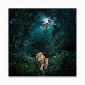 Lions In The Forest Canvas Print