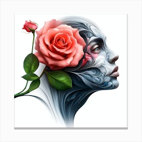 Portrait Of A Woman With Roses 1 Canvas Print