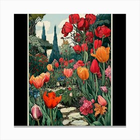 Tulips In The Garden Canvas Print