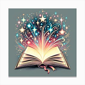 Open Book With Stars 4 Canvas Print