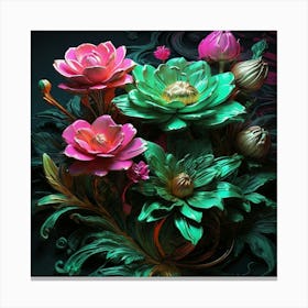 Neon Bloom Green Art Print 3 1 Canvas Print