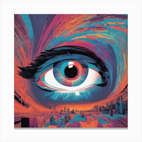Eye Is Walking Down A Long Path, In The Style Of Bold And Colorful Graphic Design, David , Rainbowco Canvas Print