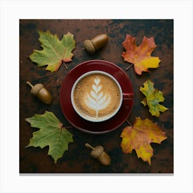 Autumn Leaves And Coffee 18 Canvas Print