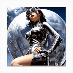 Woman In A Futuristic Outfit Canvas Print